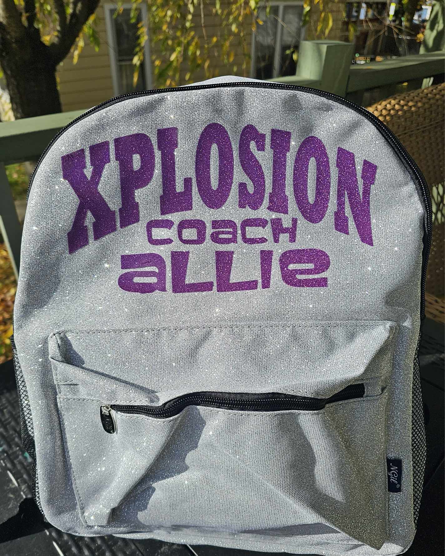Large Black Glitter Xplosion Backpack ***Add one name in check out under "Order Special Instructions"