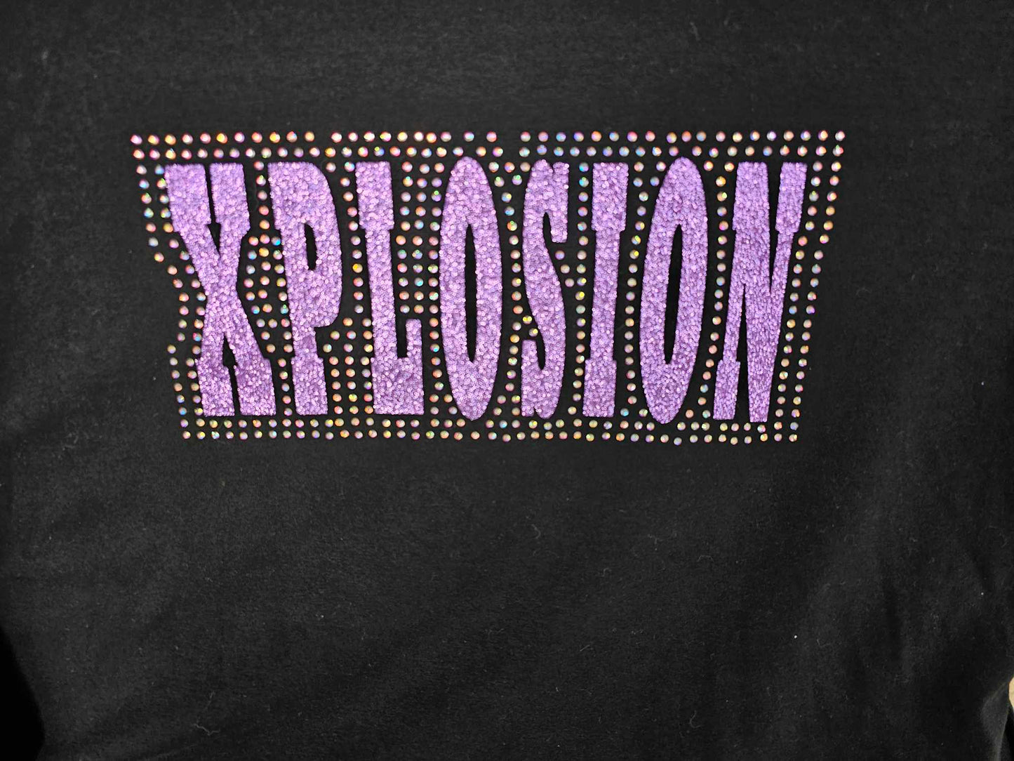 XPLOSION FAN GEAR - RHINESTONE DESIGN- BLACK (TEE, LONG SLEEVE, SWEATSHIRTS)