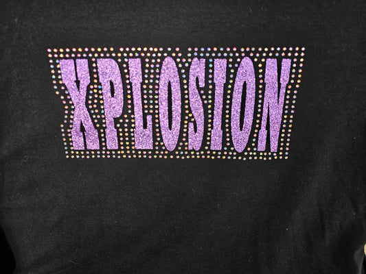 XPLOSION FAN GEAR - RHINESTONE DESIGN- BLACK (TEE, LONG SLEEVE, SWEATSHIRTS)