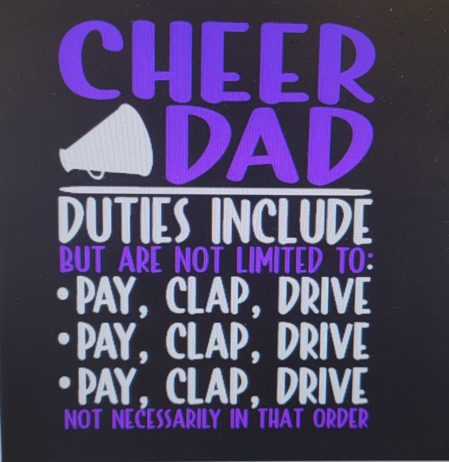 Dad Tee's - CFO - Cheer Funding Officer; Cheer Dad Duties; Cheer Dad - Scan for Payment