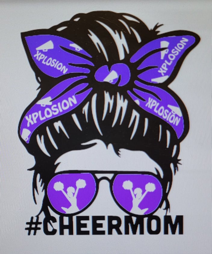 CHEER MOM HEAD Tee Designs (Cheerleader, Cheer Aunt)