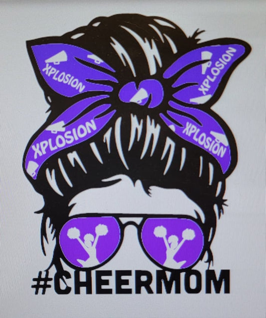 CHEER MOM HEAD Tee Designs (Cheerleader, Cheer Aunt)